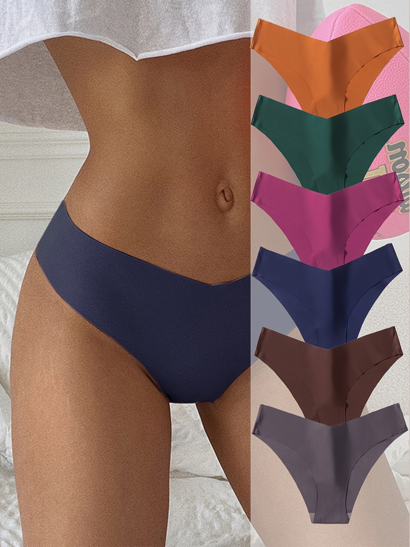 Simple Solid Panties Comfy Breathable Seamless Skin friendly - Temu Canada
