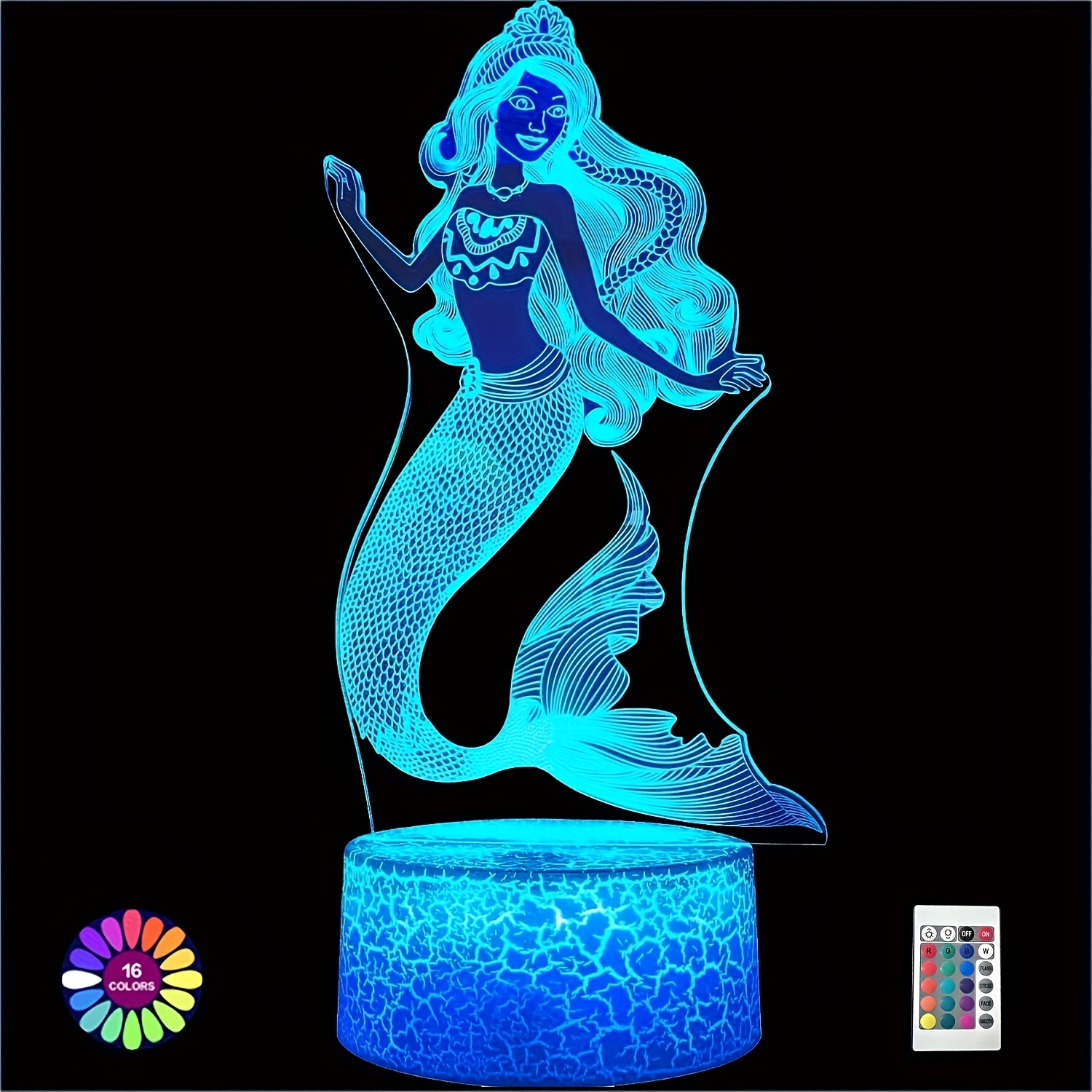 Mermaid 3d Night Light Bedside Lamp Smart Touch And Remote - Temu