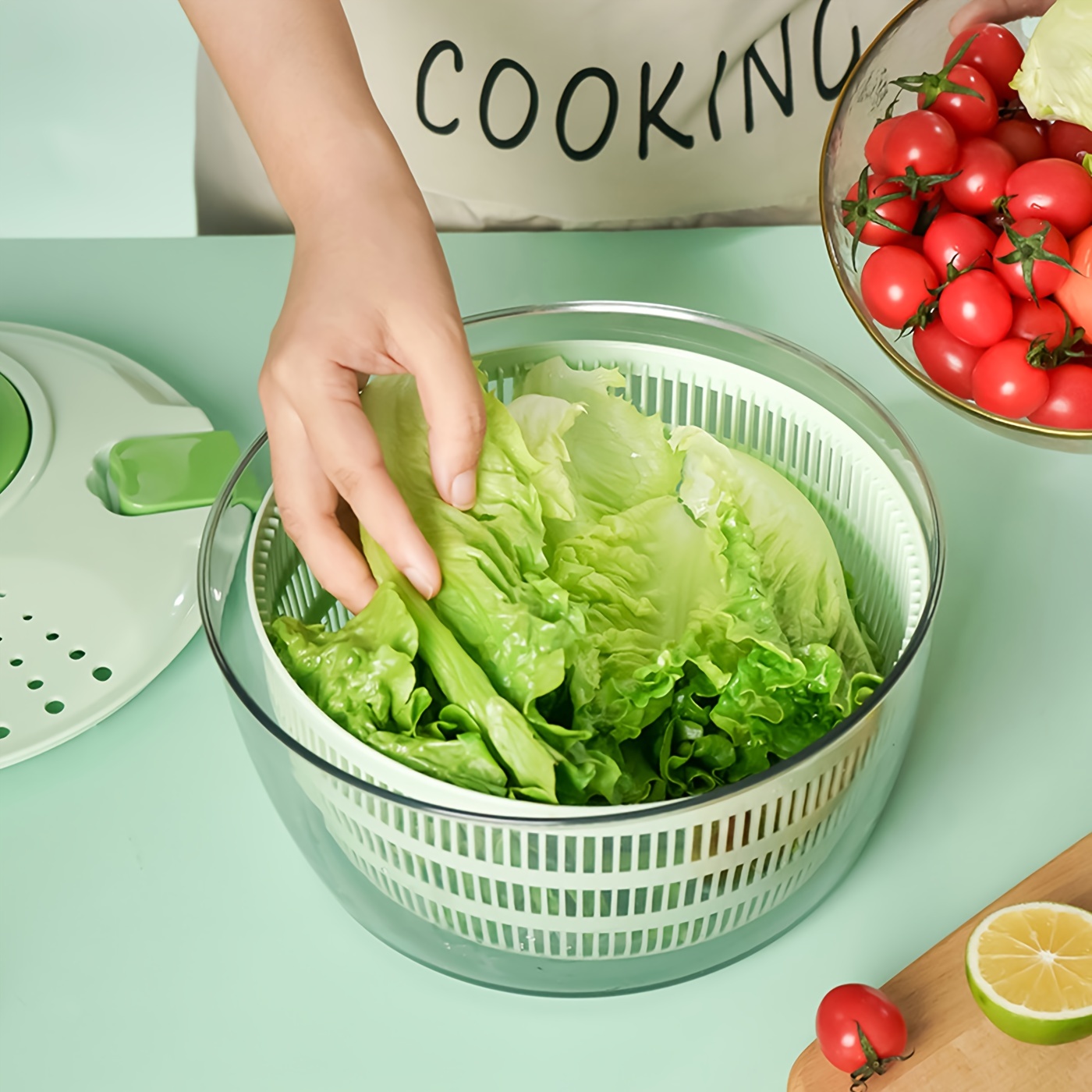 Salad Spinner With Food Grade Material Bowl Large Manual - Temu