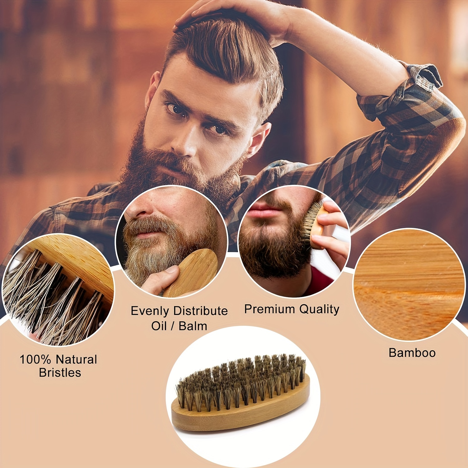 Peine Y Cepillo Para Barba Bigotes De Madera De Bambú Caja Regalo Grow A  Beard