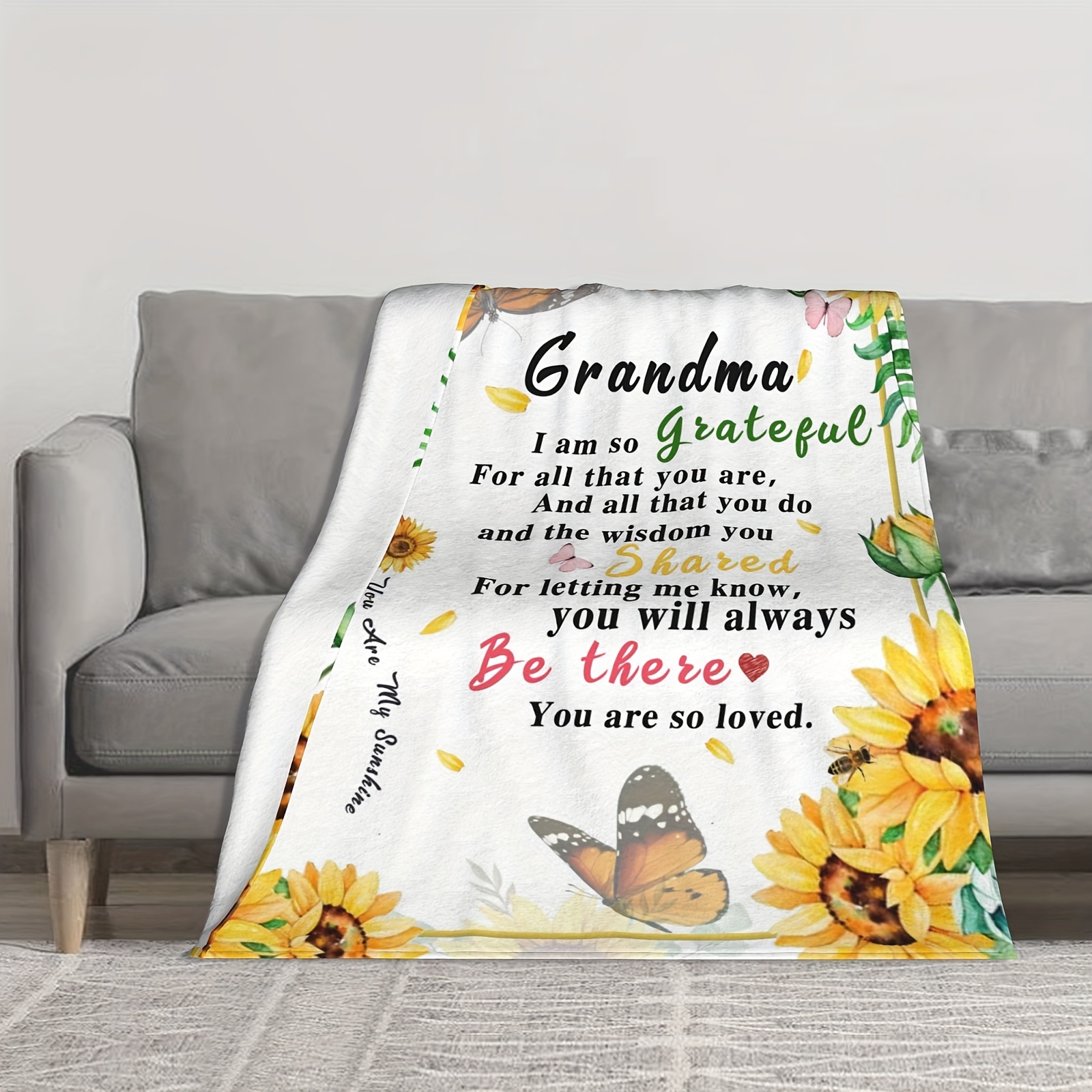 1PC Grandma Gifts For Women Sunflower Mothers Day Blanket Floral Style Throw Blankets Family Blanket Gift For Grandma Birthday Gift For Sofa Couch