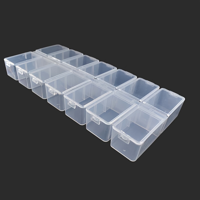 TEMU 1pc 14 Grids Rectangle Plastic Jewelry Box Compartment Storage Box Case Jewelry Earring Bead Craft Display Container Organizer, Medicine Container