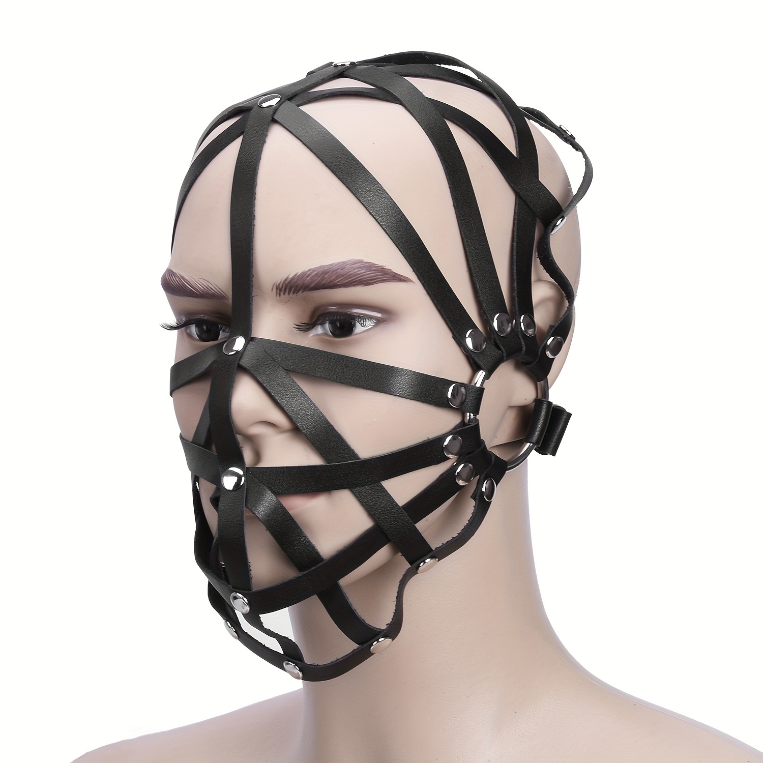 Men s Sexy Punk Hollow Faux Leather Hood Mask Head Harness Temu