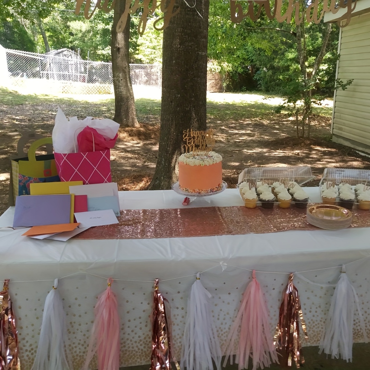 Pancarta de feliz cumpleaños rosa y oro rosa para decoración de fiesta de  cumpleaños para mujeres y niñas, pancarta de feliz cumpleaños, baby shower