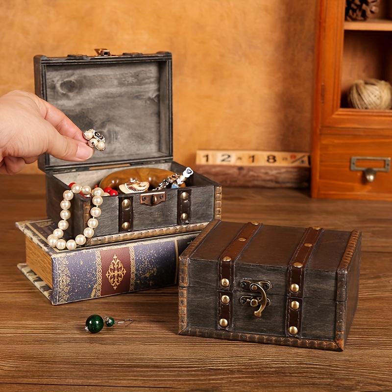 Wooden Storage Box Vintage Jewelry Box Large Capacity - Temu