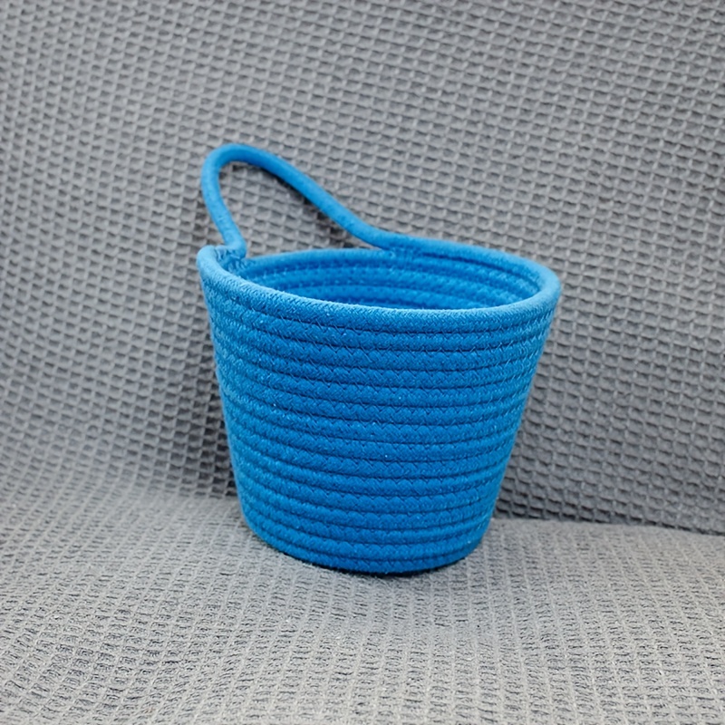 1 Panier De Rangement Tissé En Corde, Petit Panier Suspendu À Poignée, Seau  De Rangement Pour