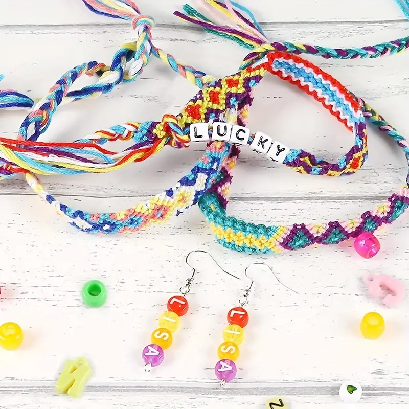 12 Styles Friendship Bracelet Kit With String And Letter - Temu Australia