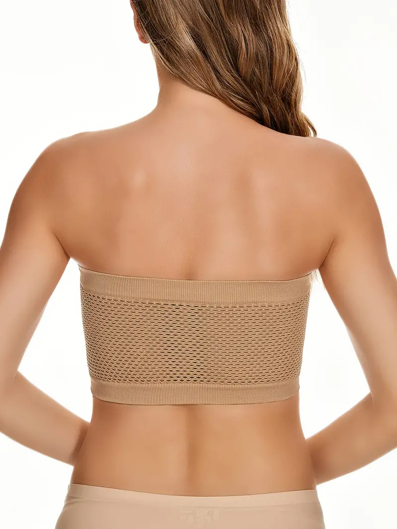 Solid Wireless Bandeau Bra, Strapless Tube Bra For Yoga Workout Bra,  Women's Lingerie & Underwear