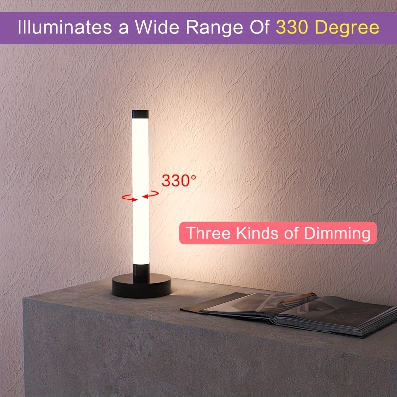 2PCS Lampe de Chevet chambre, Lampe de table LED design Dimmable, 3 Niveaux  de Luminosité, avec