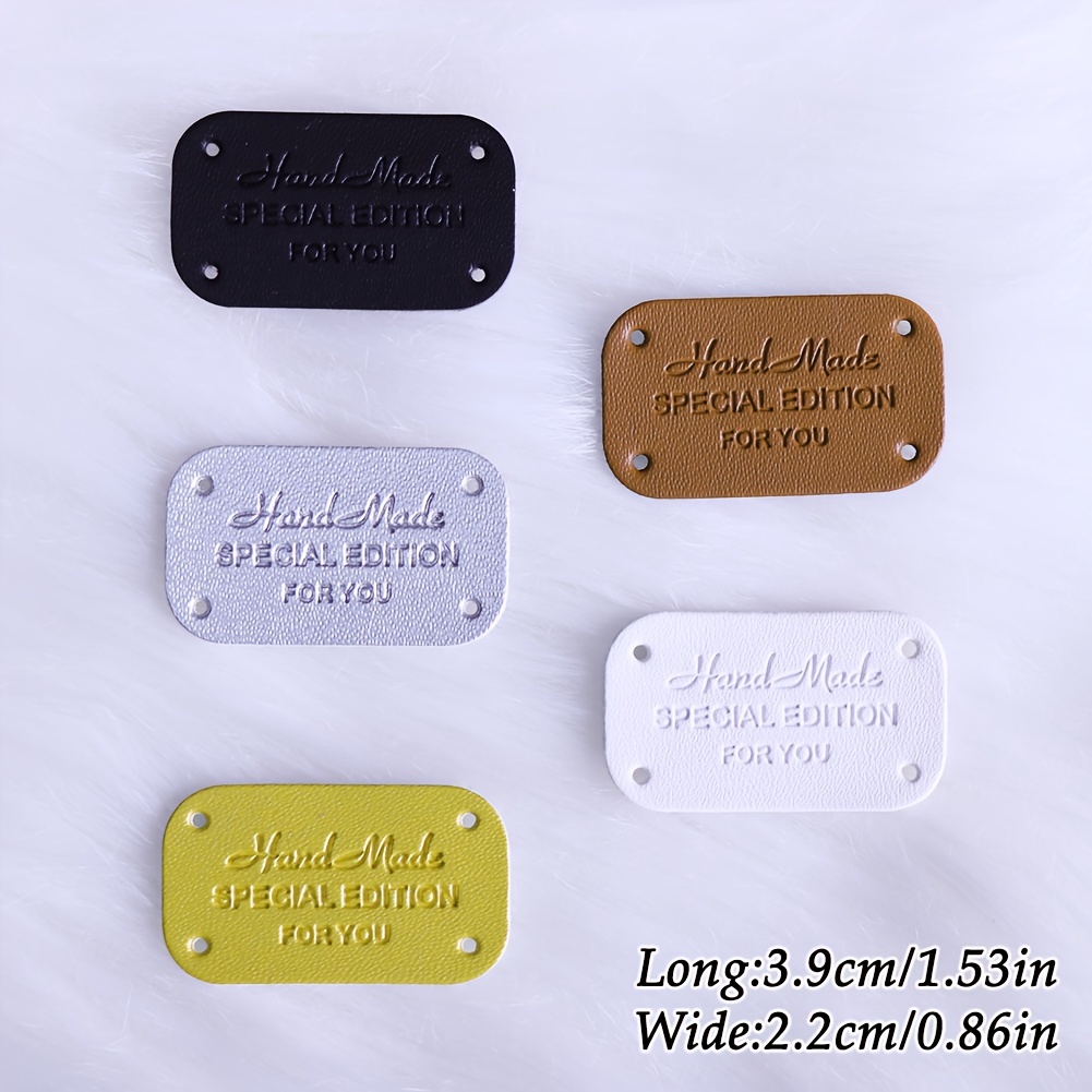 60 Pcs Personalized Sewing Labels Leather and Cloth Labels Handmade  Embossed Tags Embellishment Diy Accessories for Clothes Bags Shoes Hats