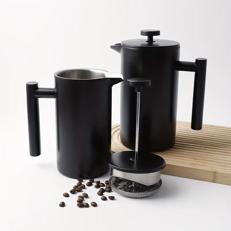1pc double layer 304 stainless steel french pressure pot insulation hand brew coffee pot household juice pot milk tea bean milk pot manual coffee containers coffee accessories details 5