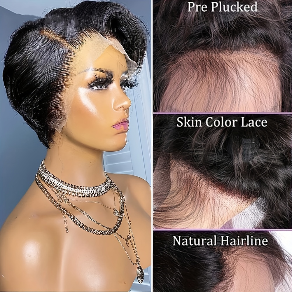 Pixie Cut Wig Short Lace Front Wigs Human Hair 13x4 Pixie Cut Lace Front  Wigs Human Hair Wigs for Black Women Straight Glueless Wigs Human Hair Pre  Plucked With Baby Hair 6