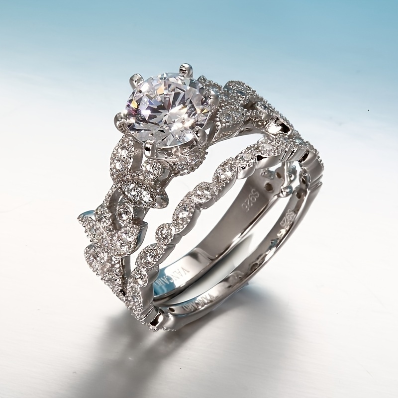 Alloy Wedding Engagement Ring Set