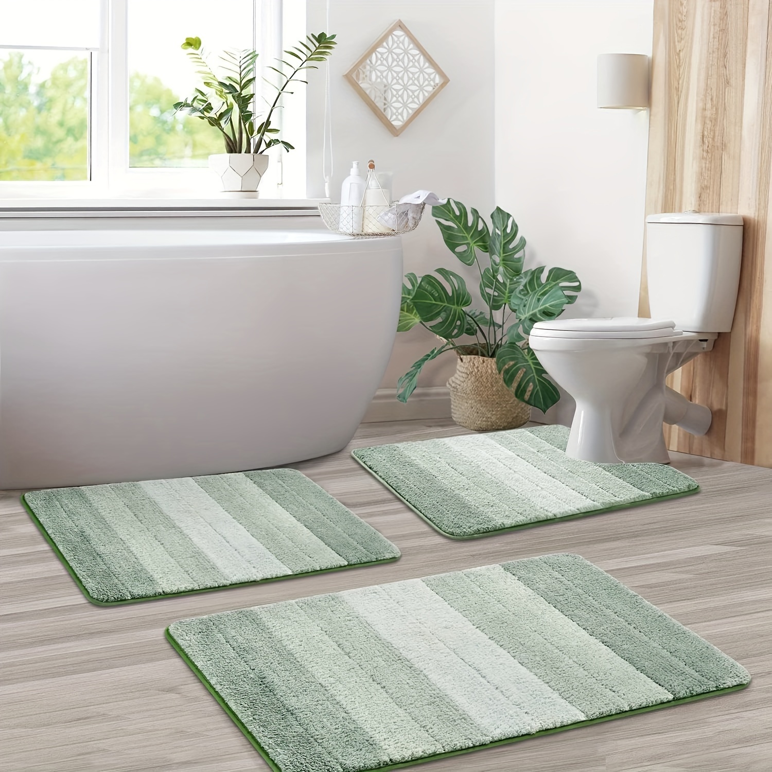 

3-piece Luxury Microfiber Bathroom Rug Set - Ultra Soft, Quick-dry & Absorbent Mats With U-shaped Contour For Toilet - Non-slip, Machine Washable For Bedroom, Living Room & Entryway