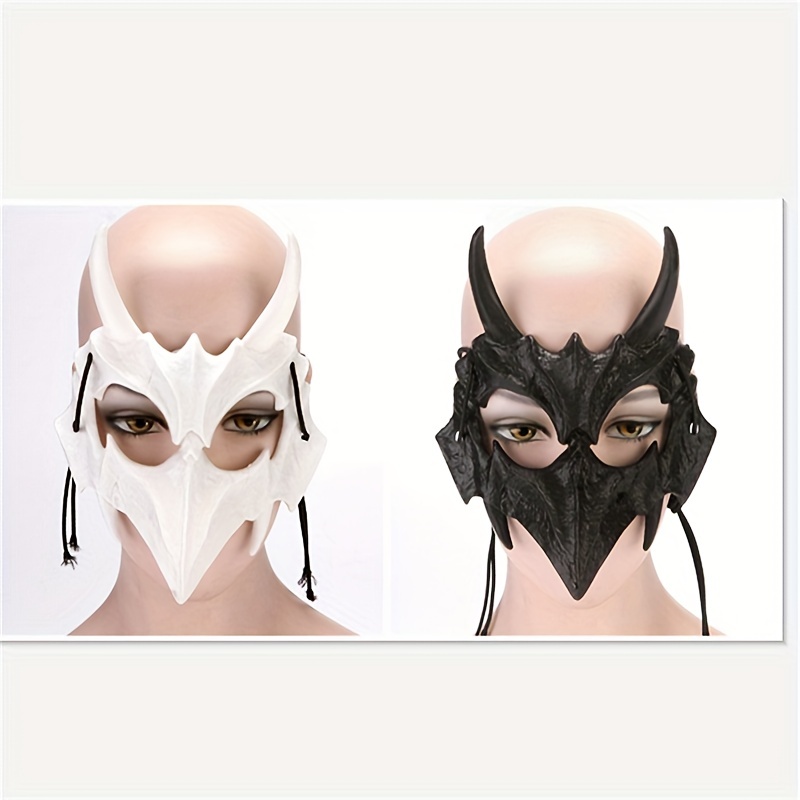 1pc Men's Anime Black White Mask, Plastic Cosplay Mask Props Halloween Gift,Temu