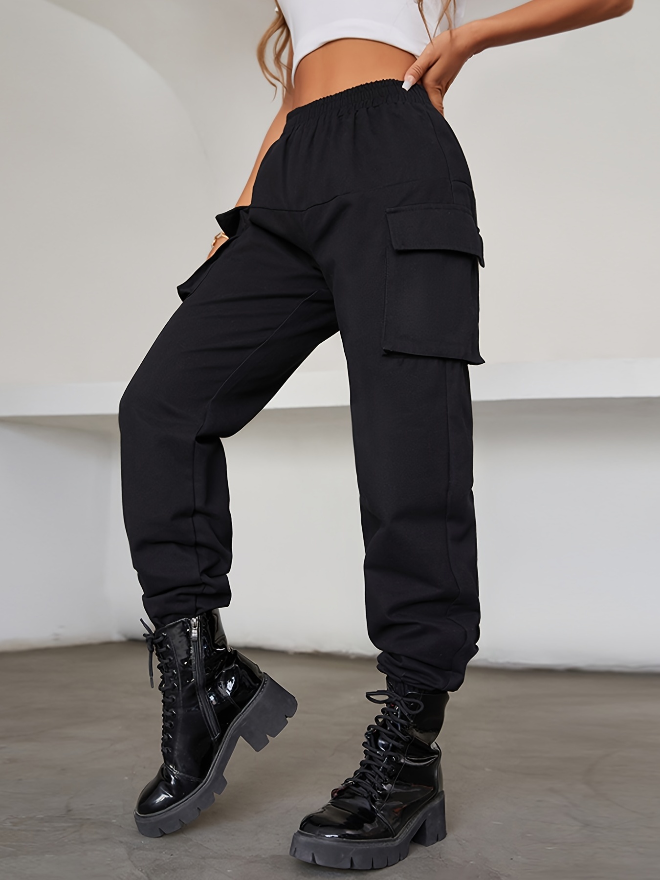 Y2K Jogger Cargo Pants, Streetwear Gothic Casual Baggy Pants For Spring &  Fall, Women's Clothing