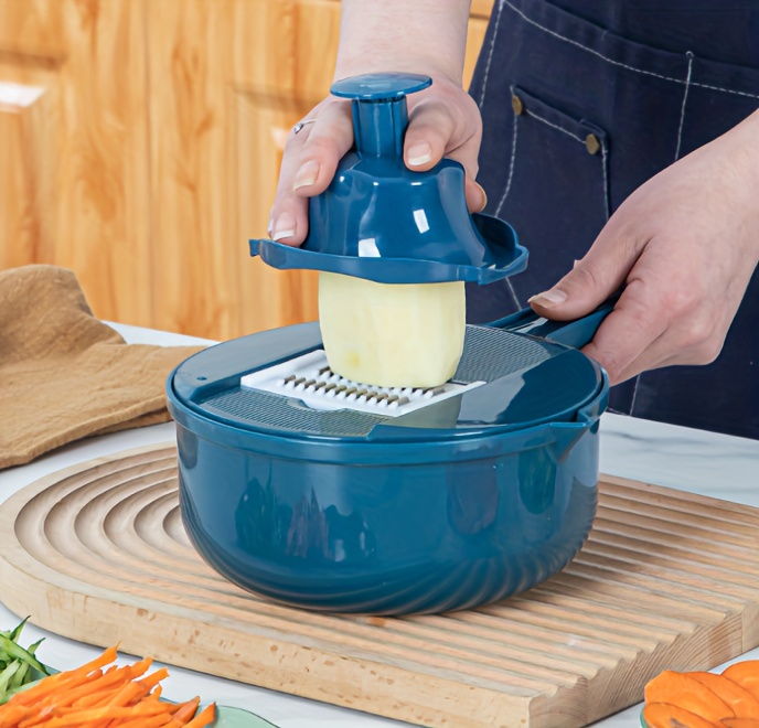 7 9pcs set vegetable slicer multifunctional fruit slicer manual food grater vegetable grater cutter with container and hand guard potato grater household potato   with multi blades kitchen stuff kitchen gadgets details 2