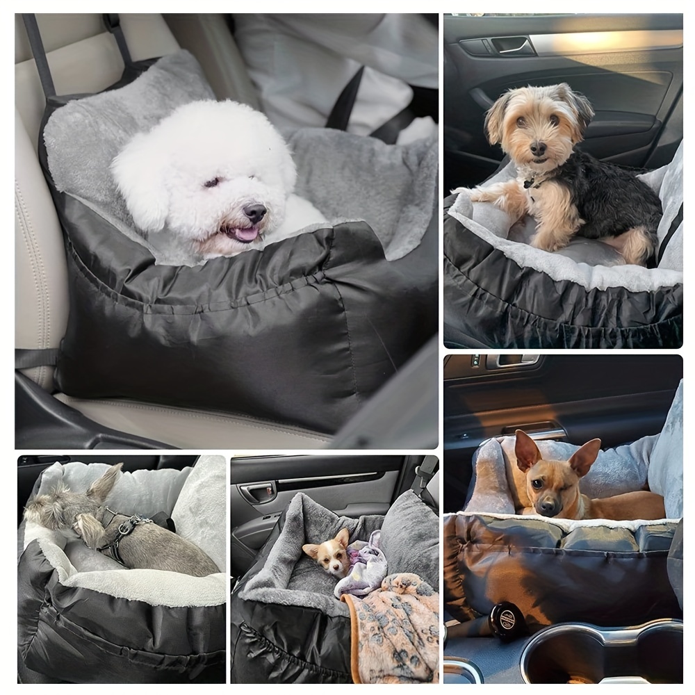 Cama de asiento de coche para perros, asiento de perro para perros  pequeños, asiento de perro para viaje en automóvil, cama para perro con  correa de