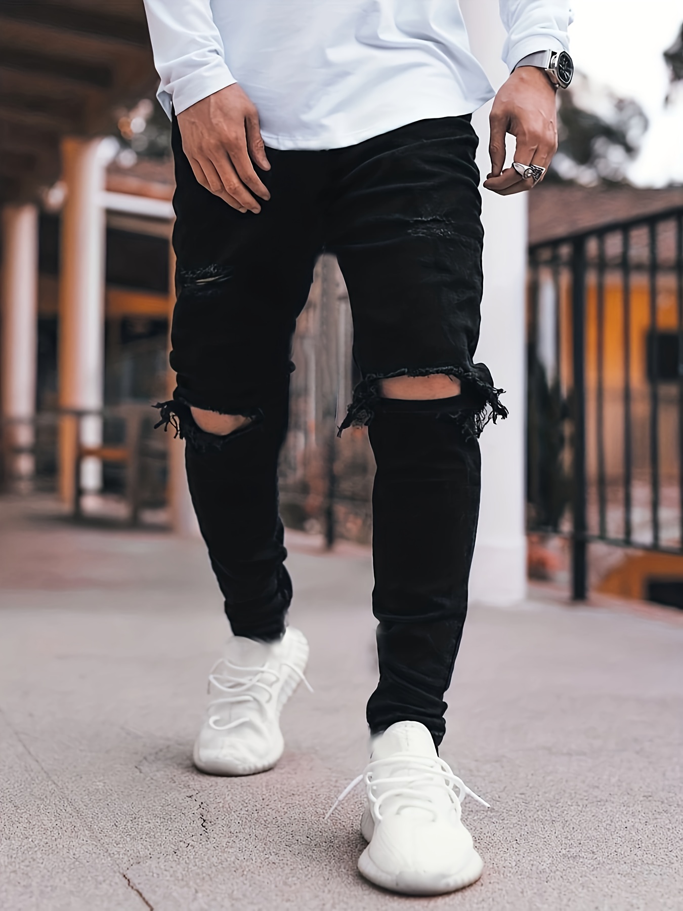 Ripped Jeans Men - Free Shipping On Items Shipped From Temu United