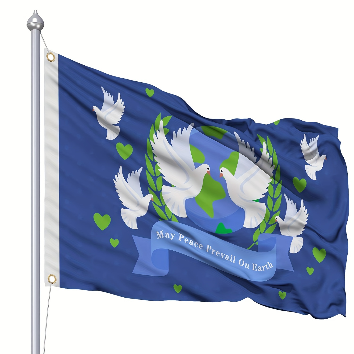 Tatuo Friedensfahne 150 x 90 cm Tauben Gartenflagge Himmel Fahne  Friedenstaube Flagge mit Blauer Edelstahl Fahnenstange Aufhängen Schnur und  2 Schnallen für Drinnen Draußen Garten Balkon Deko Zubehör : :  Garten