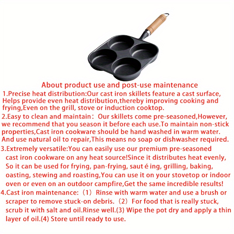 Non-stick Cast Iron Four-hole Pan For Eggs And Frying - Universal