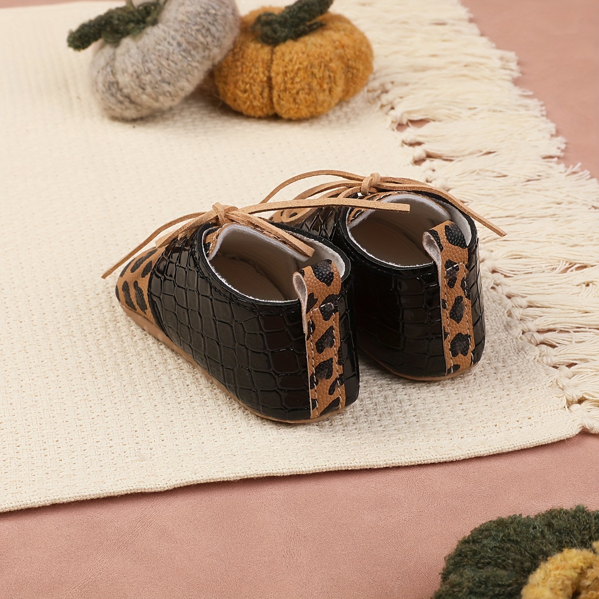Leopard Print Lace Up Sneakers for Baby Girls