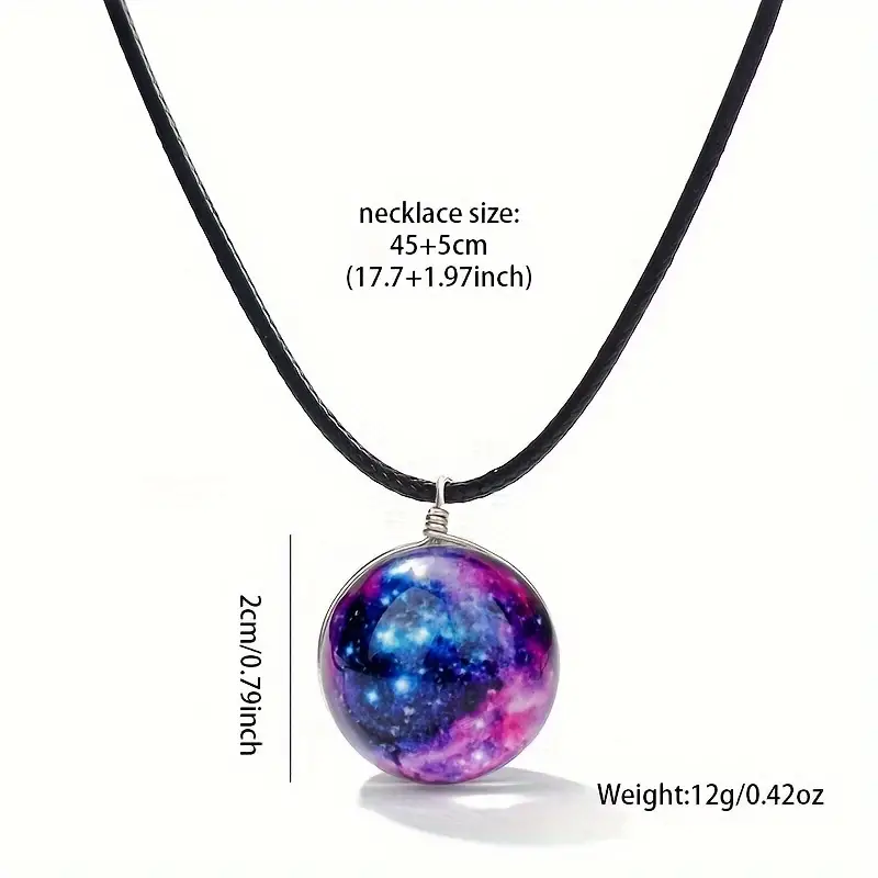 double sided glass ball pendant necklace time gem cosmic luminous necklace vintage statement necklace details 3
