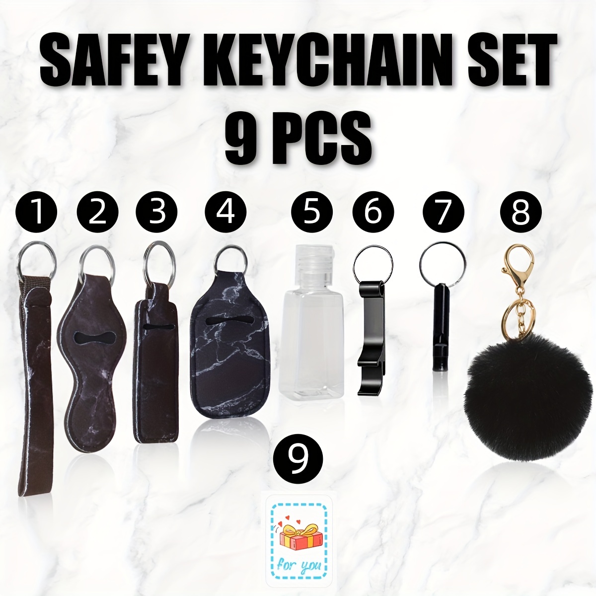  Safety Keychain Set for Women and Kids, 4 Pcs Safety