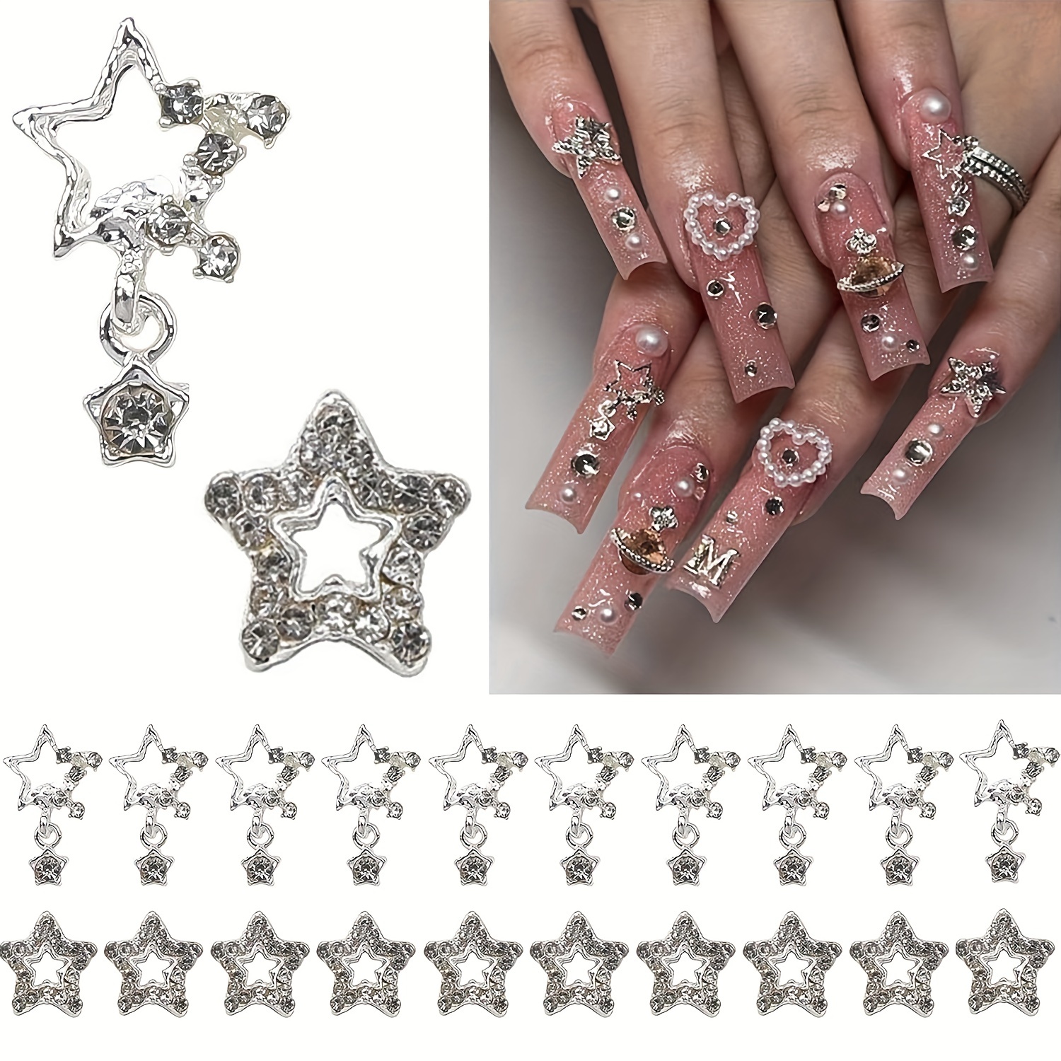 Rhinestone False Nails Gems - Transparent Nail Art Charms Manicure  Accessories 2
