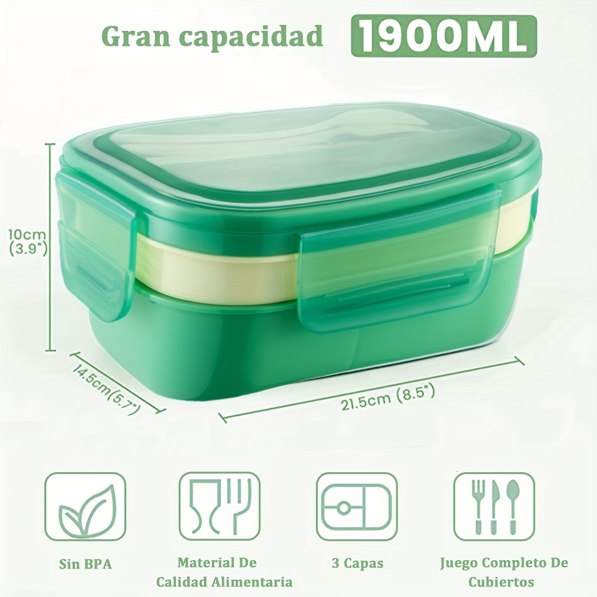 1 Fiambrera Doble Capa Reutilizable 1900 Ml 5 Compartimentos - Temu Chile