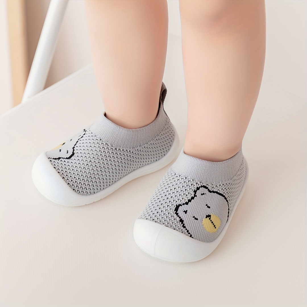 Adorable Bear Design Slip-On Sneakers for Babies & Toddlers - Lightweight, Breathable Mesh Fabric with Rubber Sole, Soft & Comfortable Low-Top Shoes for Boys & Girls, Baby Walking Shoes | Breathable Toddler Socks | Rubber Sole Shoes, Toddler Shoes