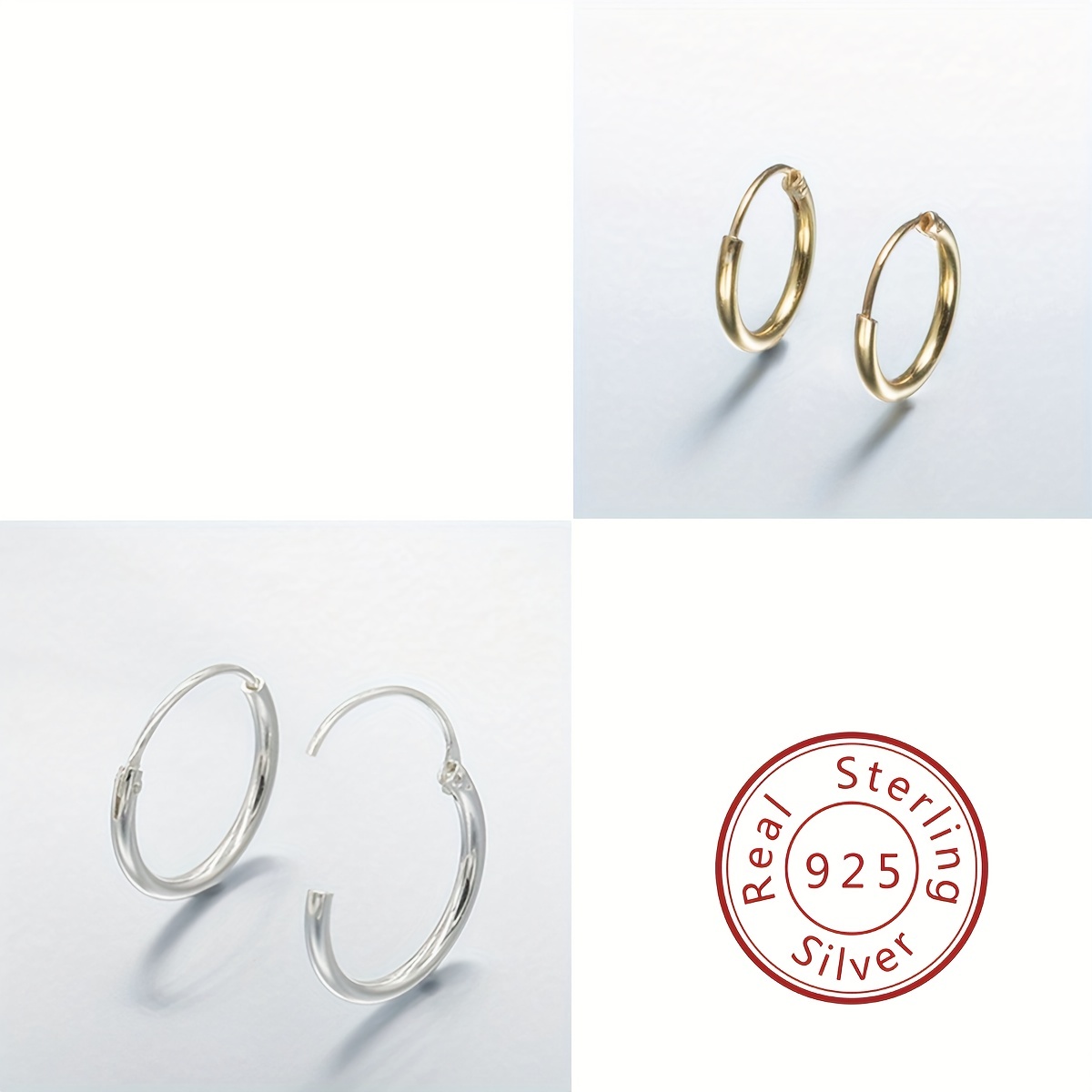 

Tiny Glossy 925 Sterling Silver Hypoallergenic Hoop Earrings Simple Classic Style Suitable For Women Daily Wear