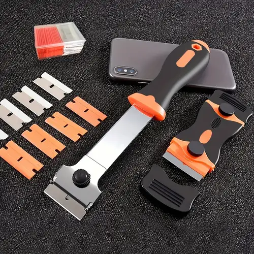 1pc Plastic Razor Blades Scraper Tool: Effortlessly Remove Wall Paint,  Stickers, Vinyl Adhesives, And More - 10pcs Blades Kit Included!