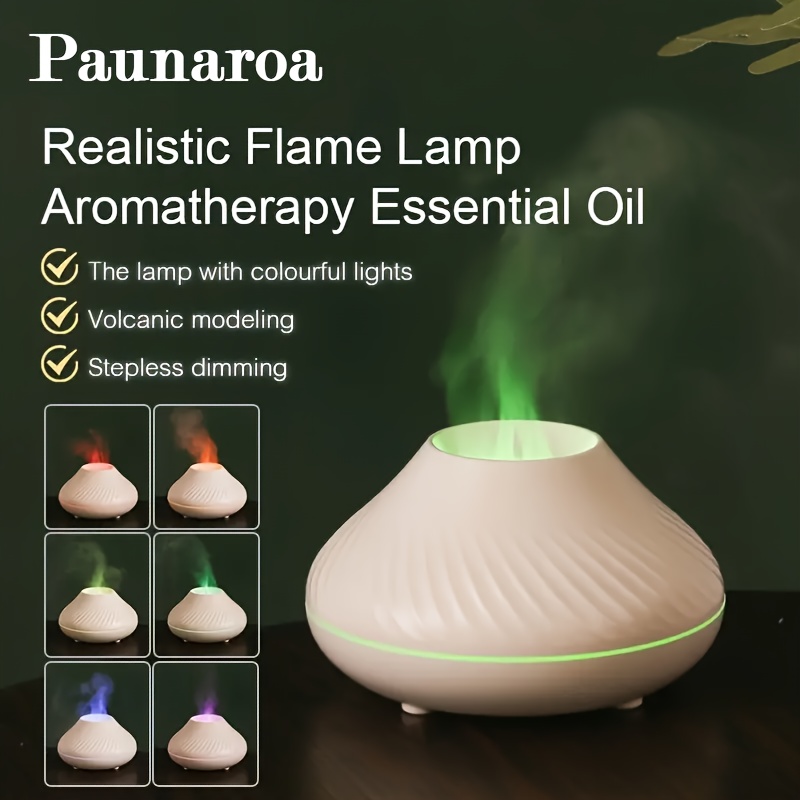 1pc 2023new kinscoter volcanic aroma diffuser essential oil lamp 130ml usb portable air humidifier with color flame night light usb free filter essential oil diffuser air freshener for bedroom travel aesthetic room decor art supplies details 4