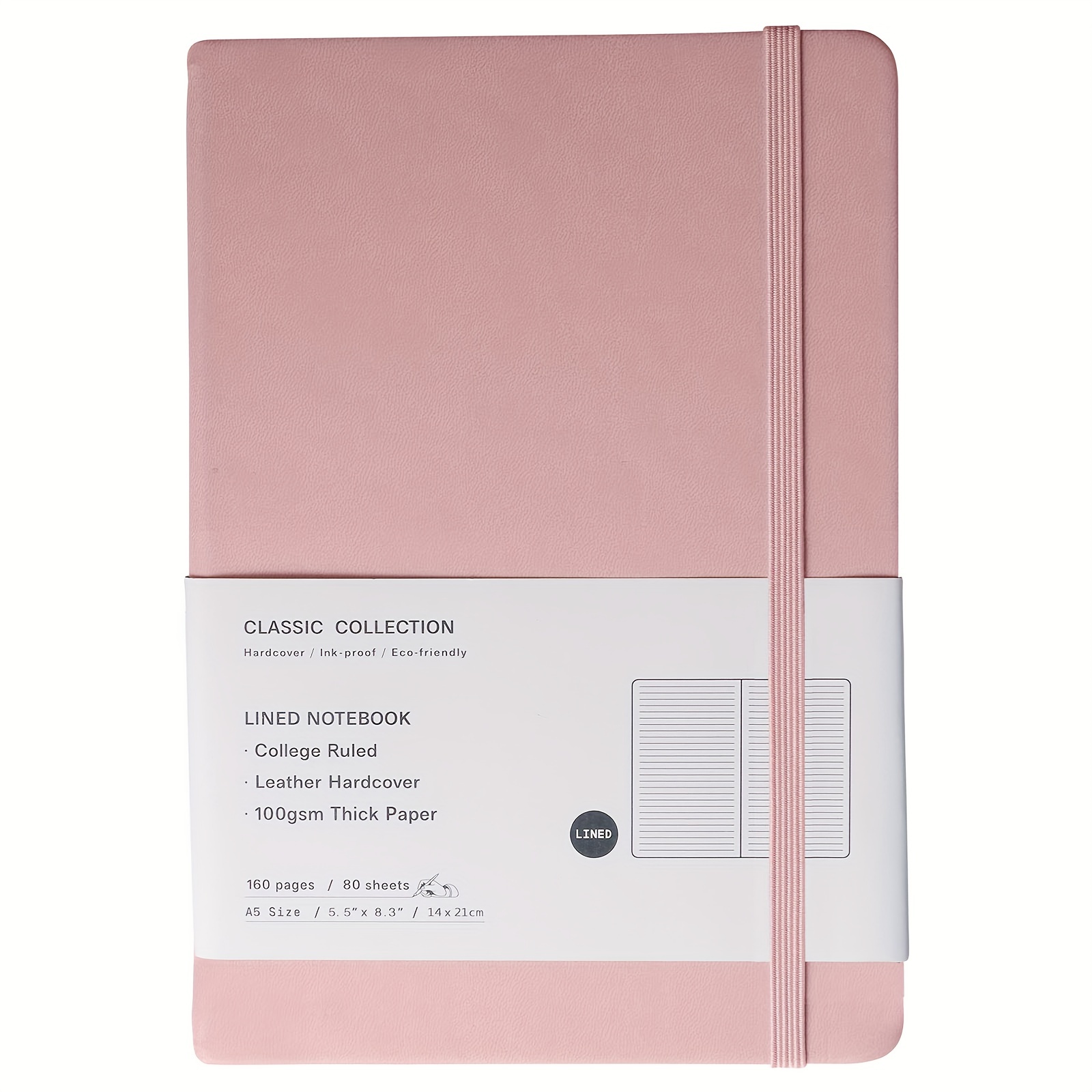 Lined Journal Notebook -365 Pages A5 Thick Journals for Writing Ruled  Notebook, Pink Hardcover Leather Journals for Women Men, Daily Journal  Notebook