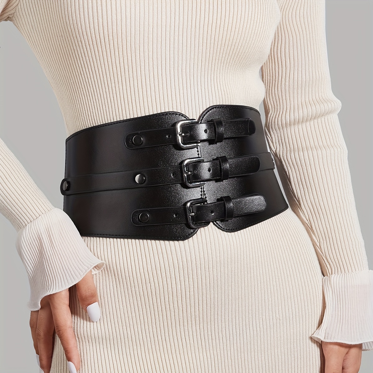 JASGOOD Women Wide Elastic Corset Belt with Strap Steampunk