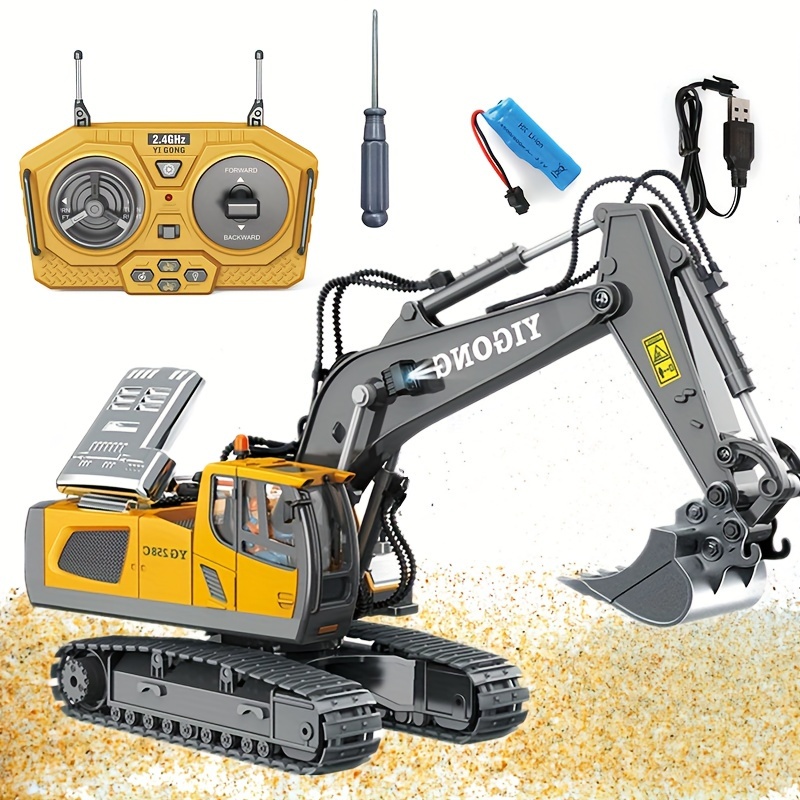 2 4g remote control alloy excavator construction vehicle toy car simulation model toy car party birthday gift halloween christmas gift details 0