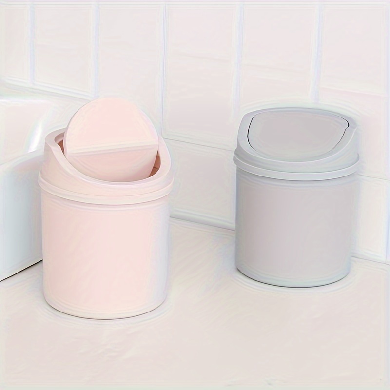 iDesign Cade Cubo de basura para el baño o la cocina, papelera pequeña de  plástico, blanco