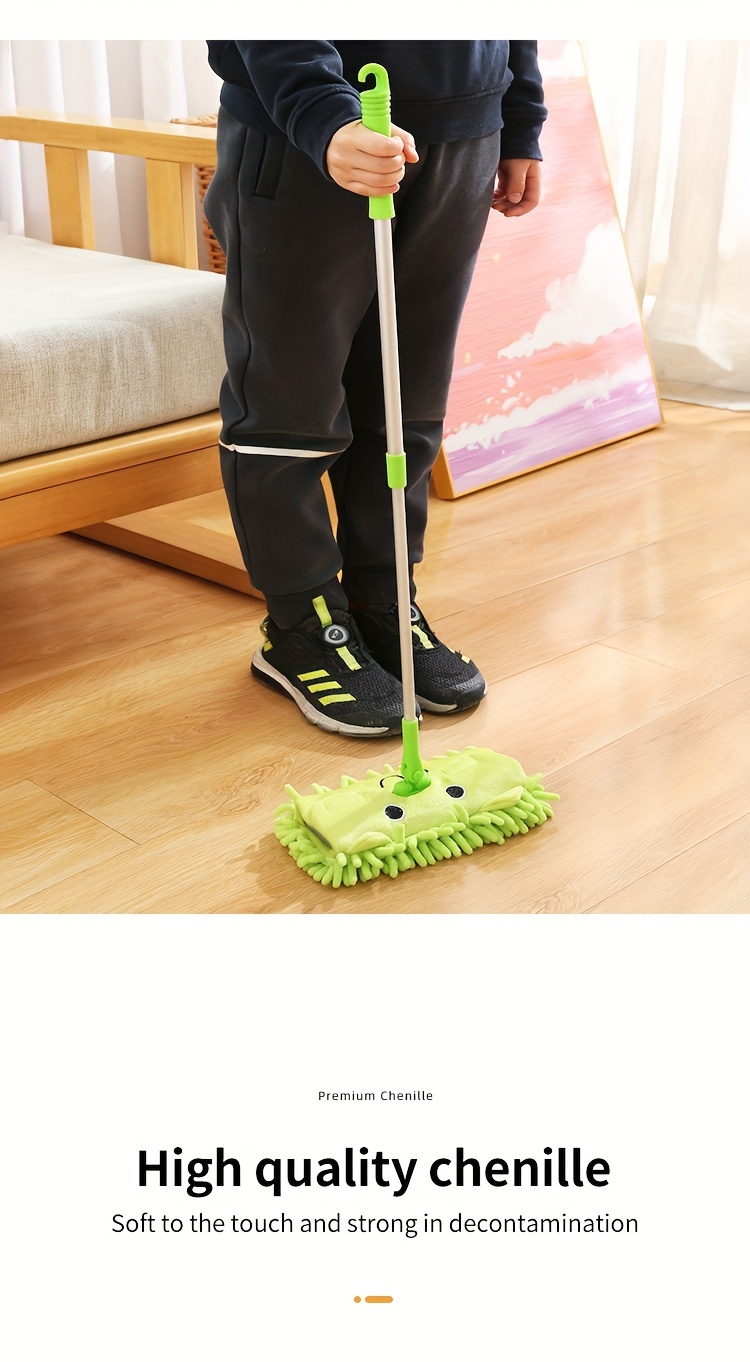 1pc cute cartoon mop small cleaning mop mini mop mop toys floor mopping toys portable mop wet and dry use for   cleaning supplies cleaning tool back to school supplies details 2