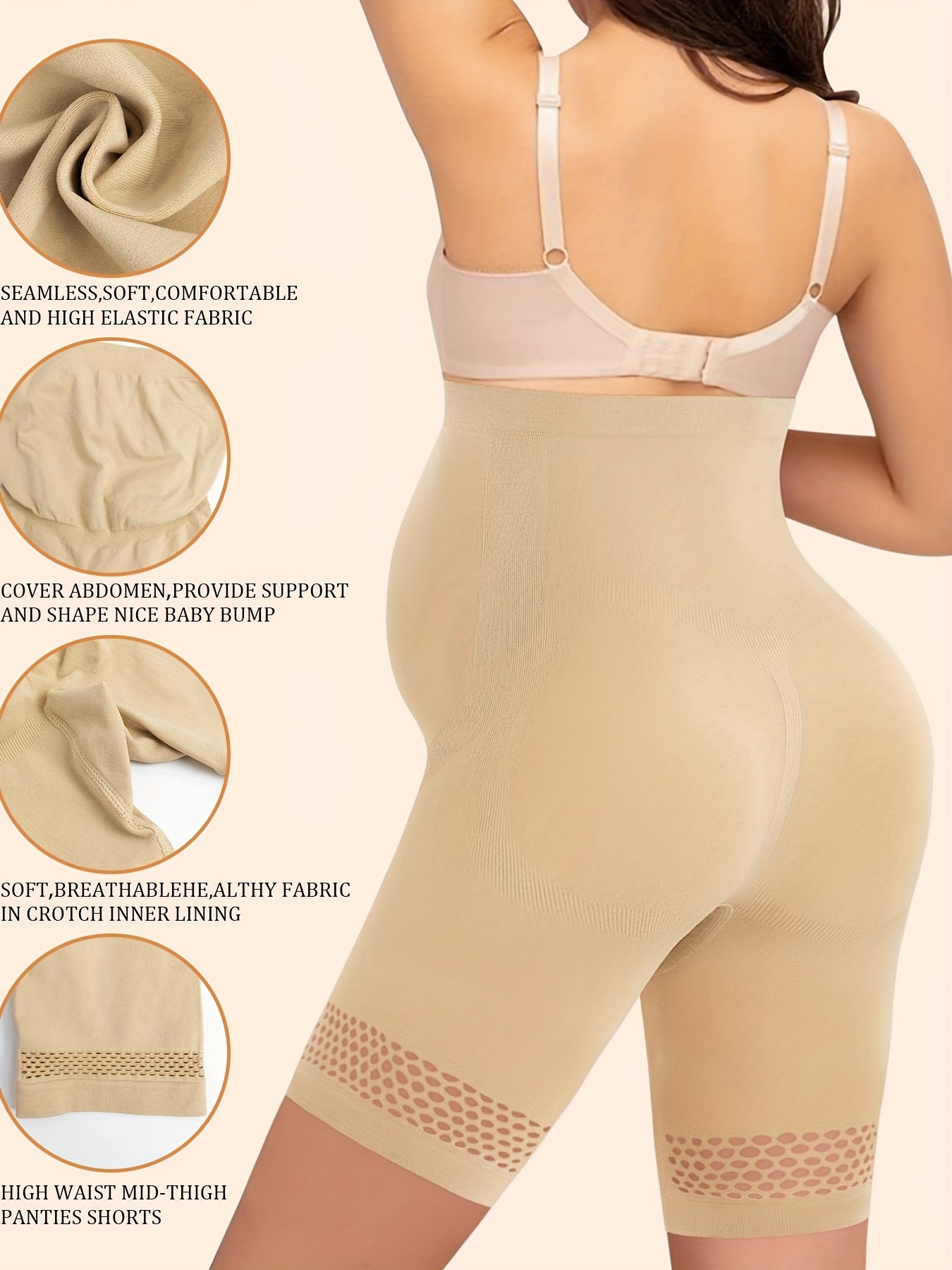 Maternity Shapewear Seamless and Soft High Waist Support Pregnancy Underwear  Panties for Dresses
