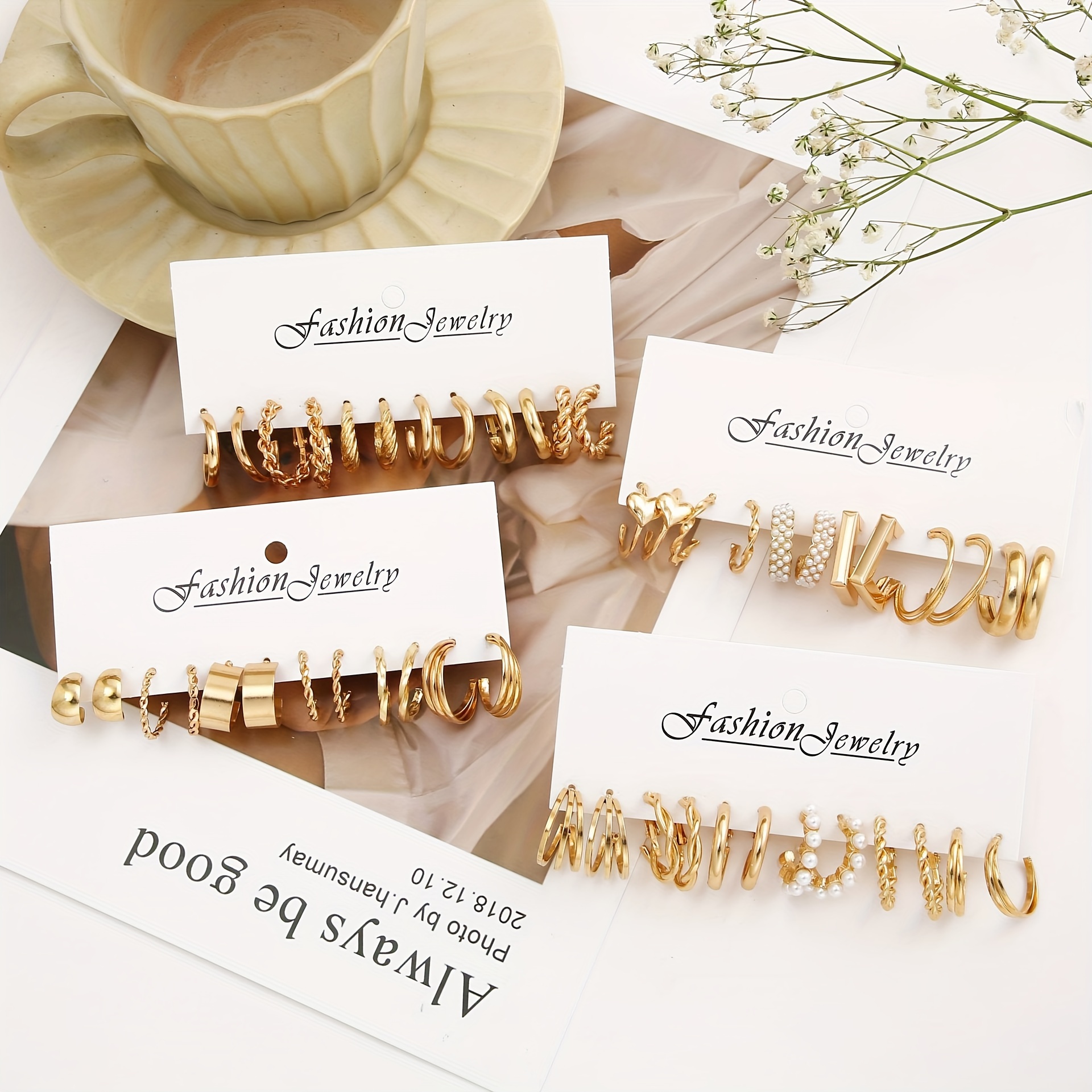 48 72pcs set hot selling metal twist chain earrings creative - Main Image