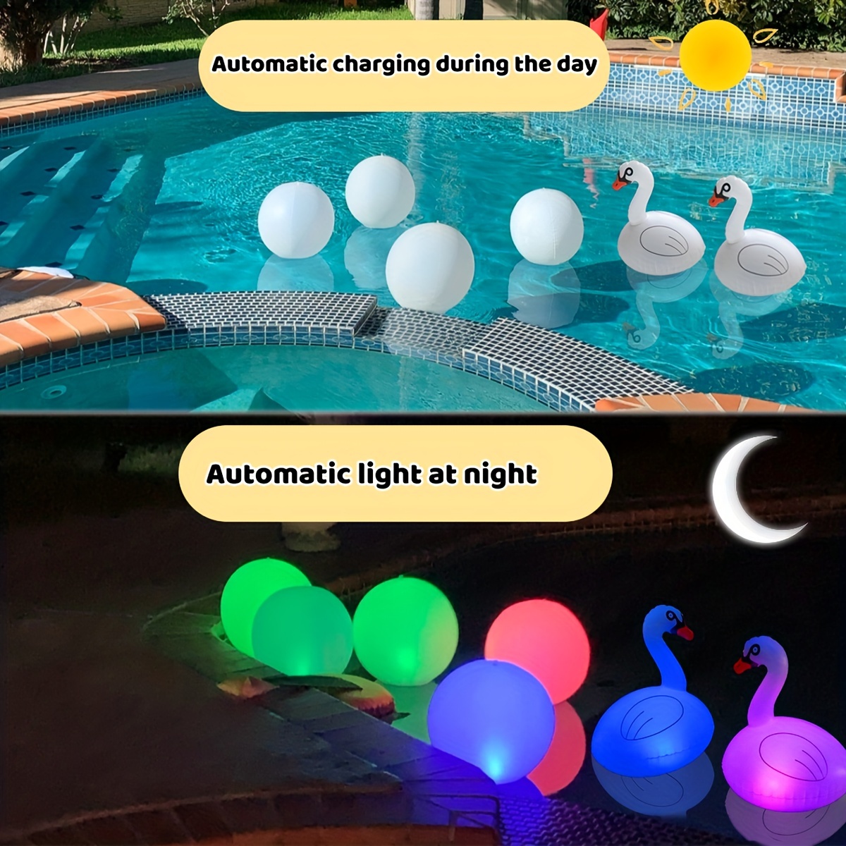 Lumières de piscine 2 pièce, lumière flottante de baignoire couleur rvb,  lumière flottante étanche, lumières colorées pour fête de piscine d'étang