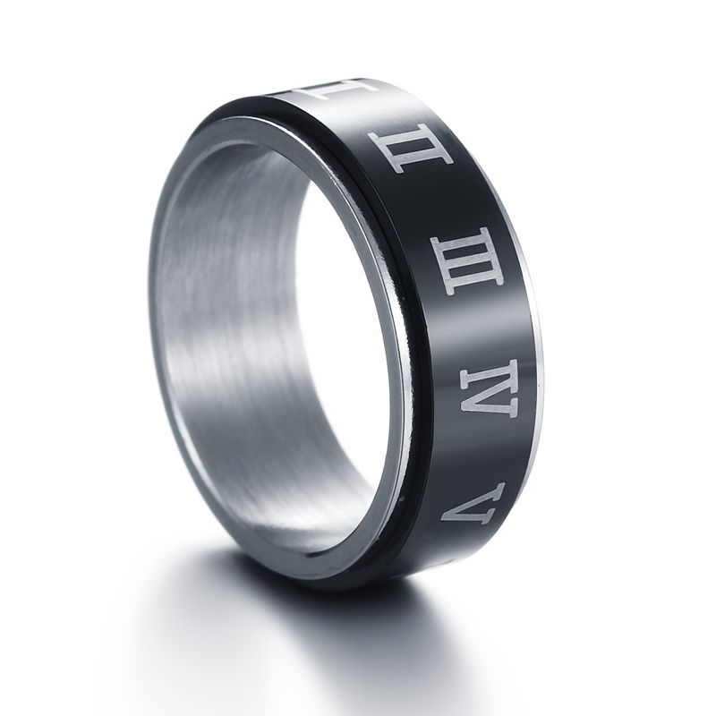 Retro Roman Numerals Viking Words Engraved Ring