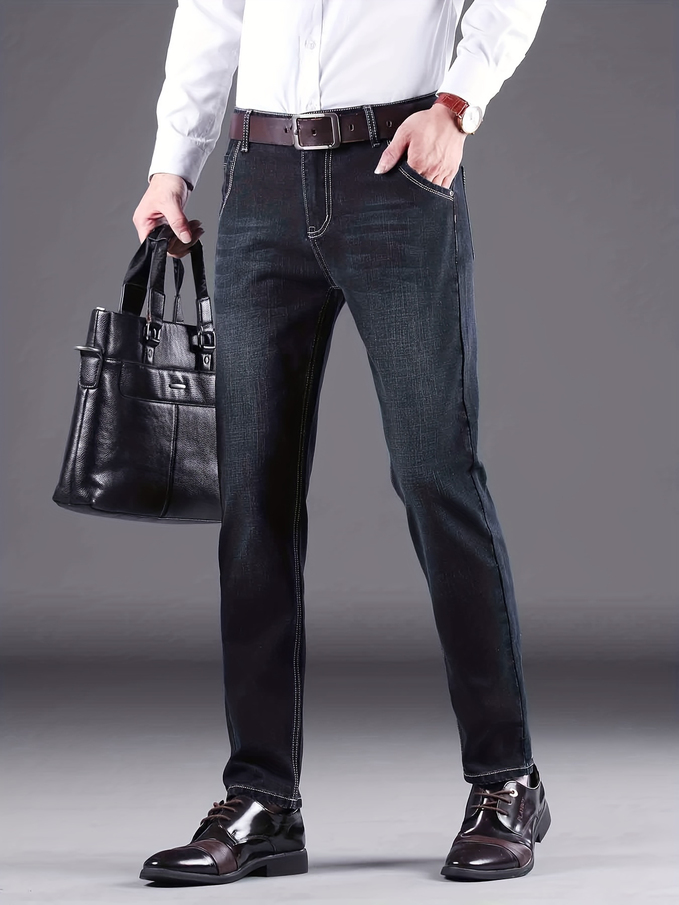 Comprar Pantalones de Hombre Slim Fit Cintura Media Color Sólido