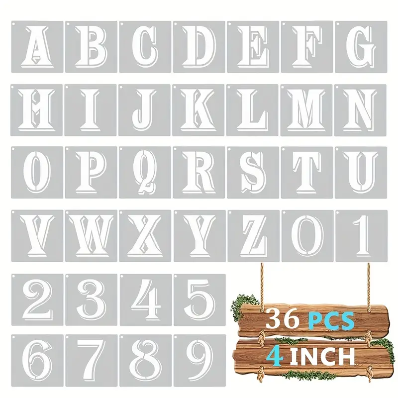 Letter Stencils 4 inch Stencil Letters Alphabet Stencils Reusable Drawing Stencils for Painting on Wood,Wall, Fabric