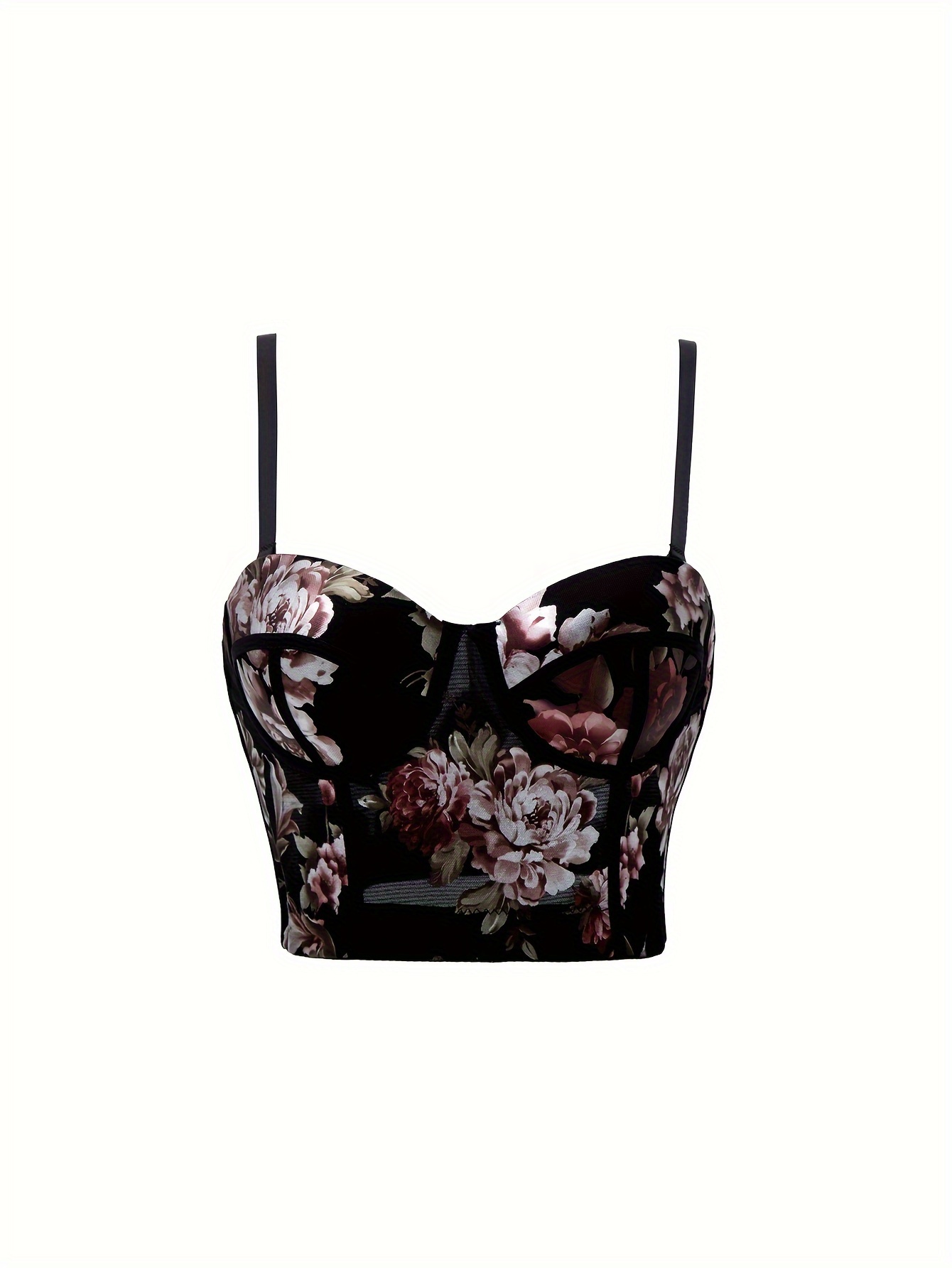 Floral Embroidery Push Up Bra, Comfy & Breathable Corset Bra