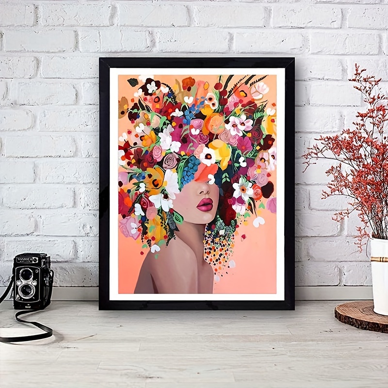 

1pc Flower Woman Canvas Painting, Posters And Prints Wall Art Pictures, Living Room Bedroom Decor, Frameless Decorative Painting, Holiday Gift, 15.7-11.8in/40x30cm