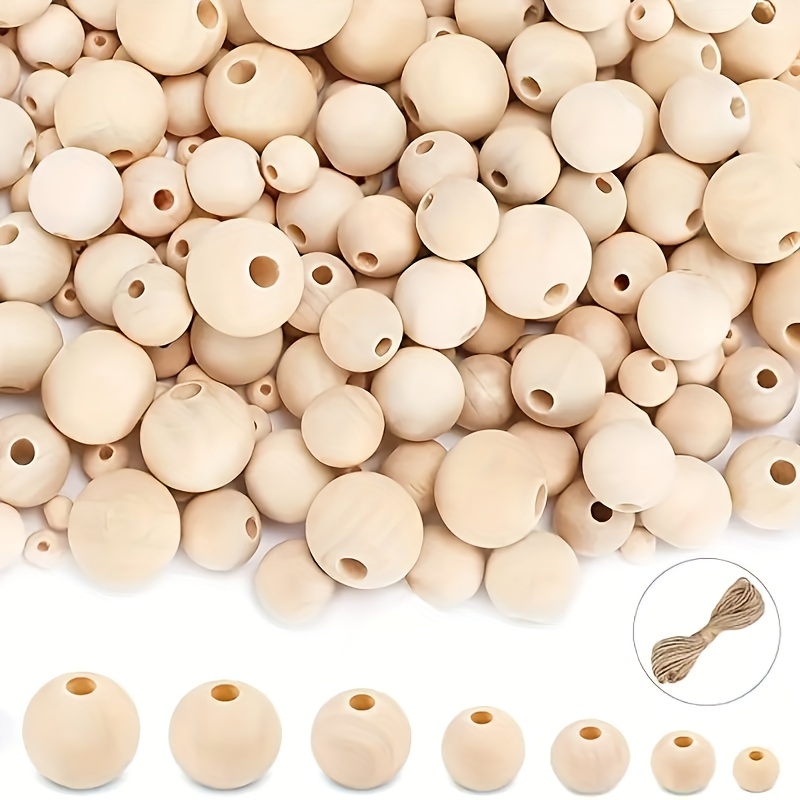 

200pcs Mahogany Natural Color Round Ball Wooden Loose Beads For Jewelry Making 6mm/0.2inch 8mm/0.3inch 10mm/0.4inch 12mm/0.5inch 14mm/0.6inch Send 1m Rope For Diy Jewelry Making