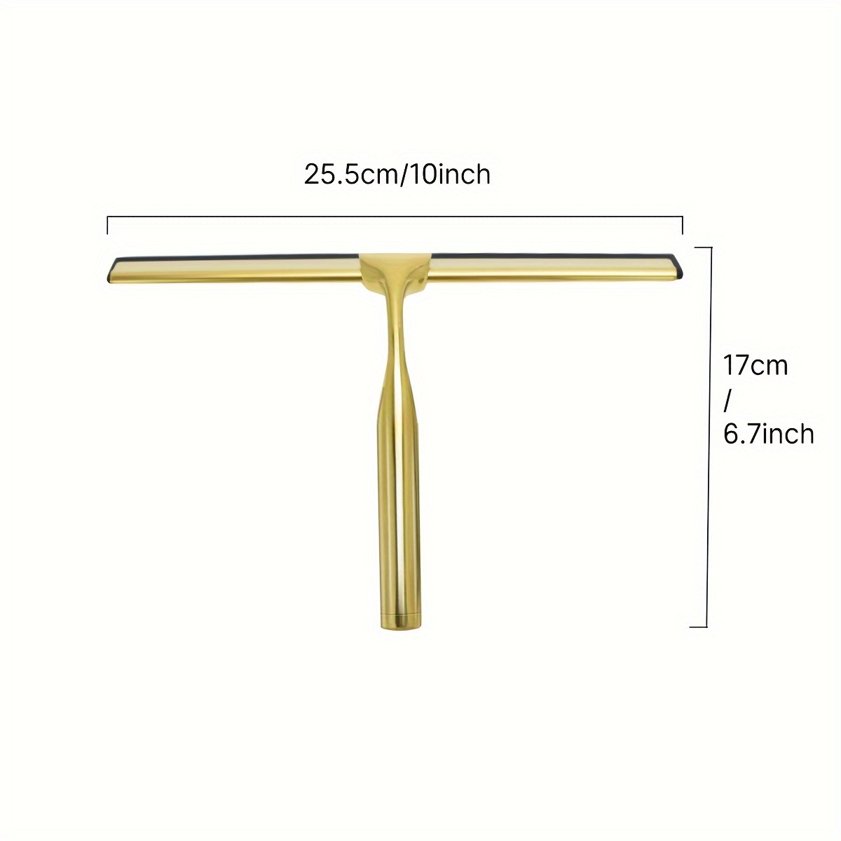 10 in. Golden Stainless Steel Shower Squeegee with 2 Adhesive Hooks