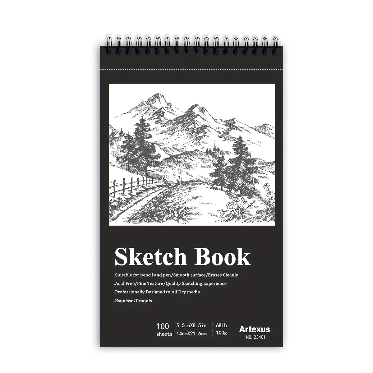 1pc/2pcs Sketch Book, 100 Sheets Sketchbook, 9 X 12 Inch Top Spiral Bound  Sketch Pad, (68lb/100gsm) Acid-Free Drawing Paper, Art Supplies For Colored